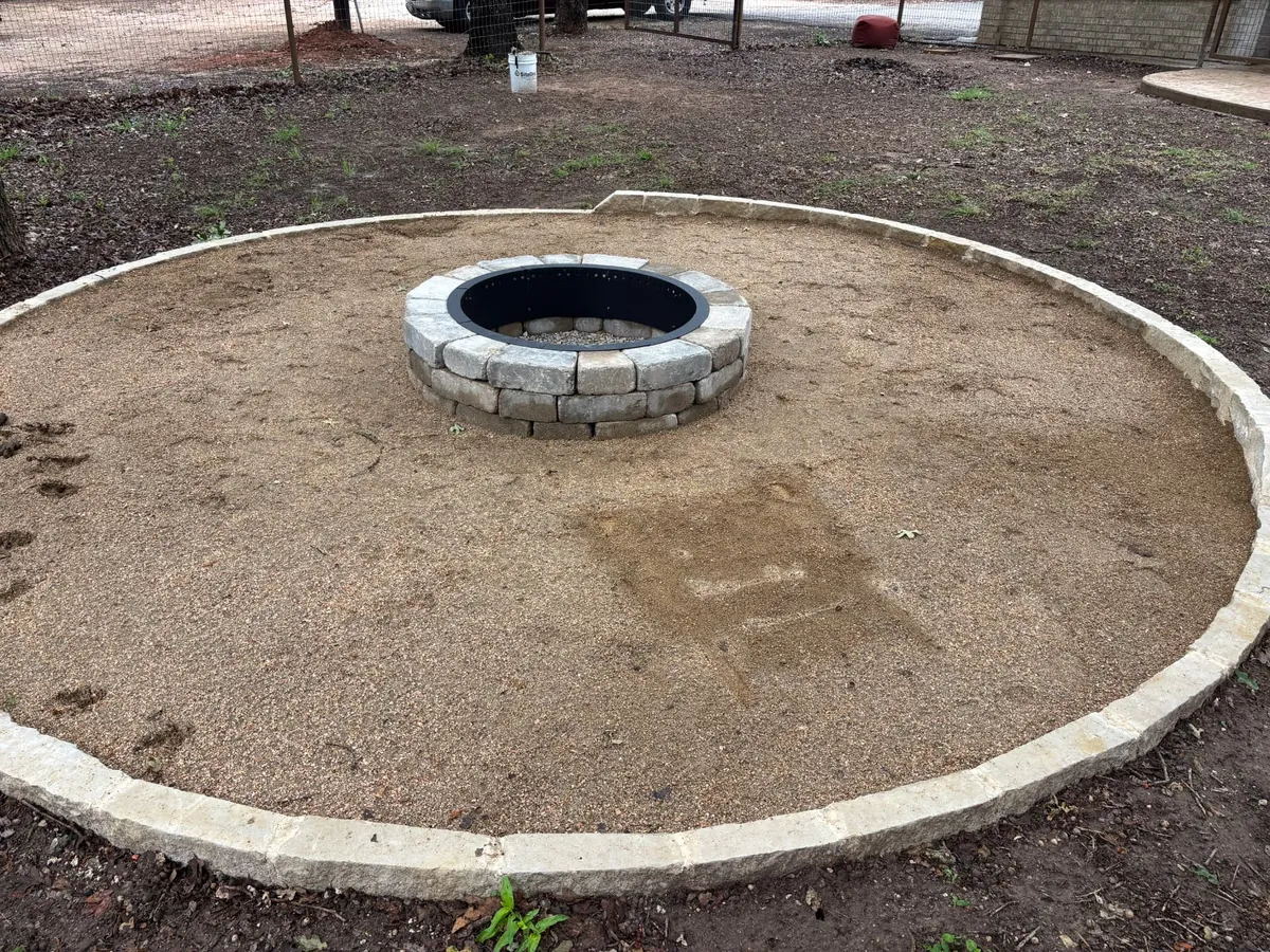 Fire Pit with Decomposed Granite Patio & Stone Border